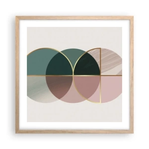 Pôster com moldura de carvalho claro - Círculo entre círculos… - 50x50 cm