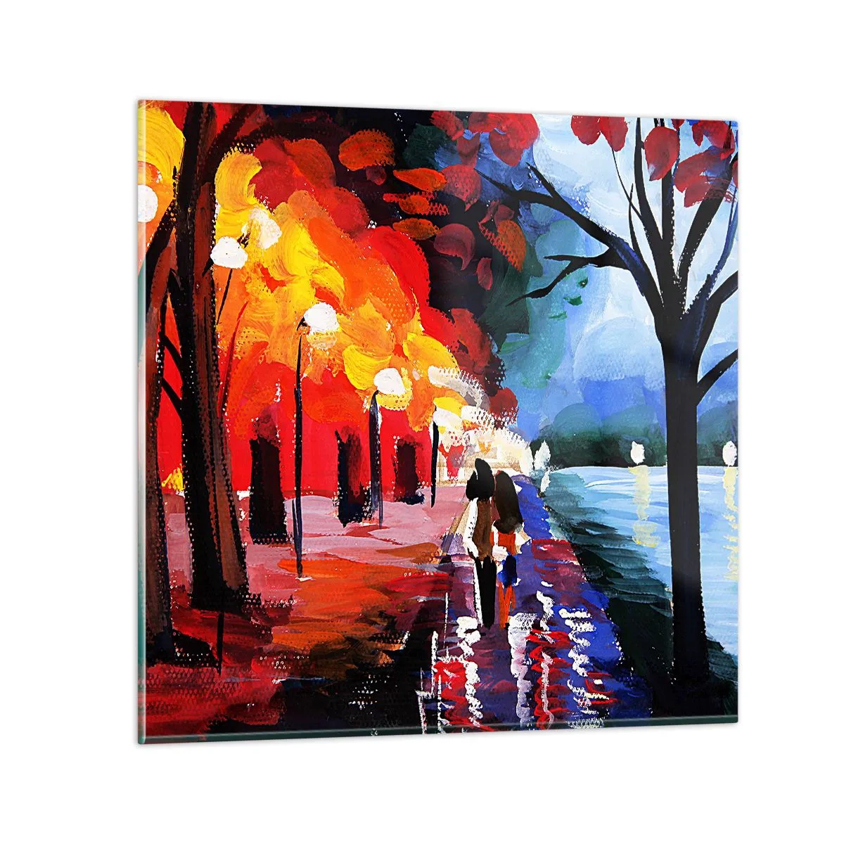 Quadro em vidro - Outono ardente no parque - 60x60 cm