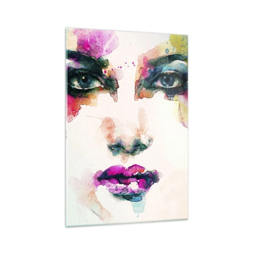 Quadro em vidro - Retrato pintado com o arco-íris - 70x100 cm