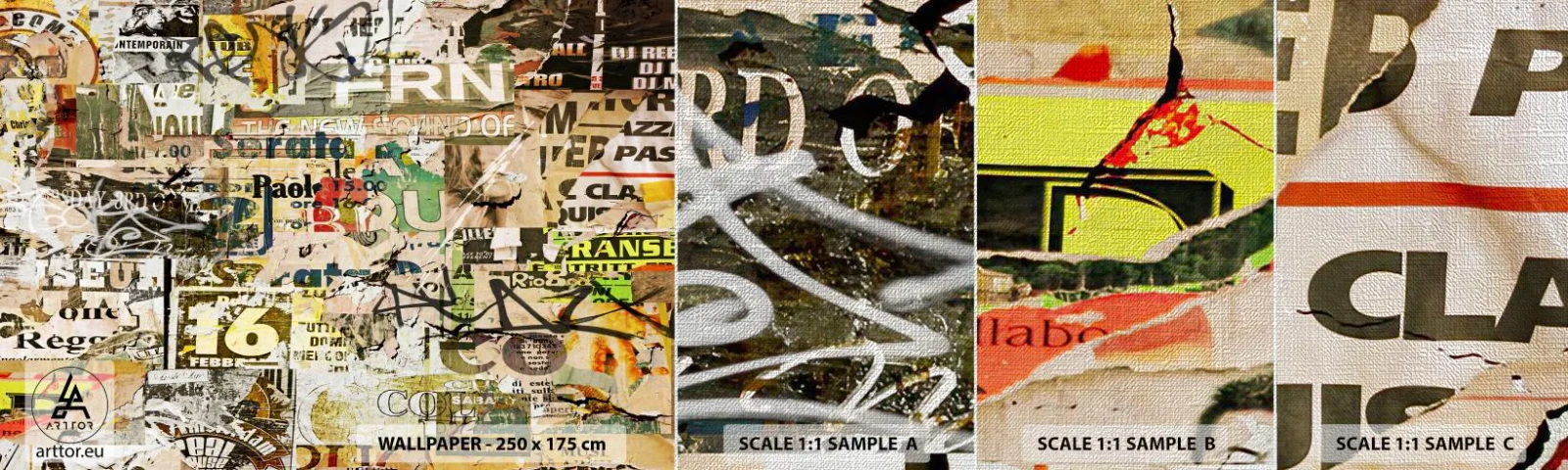 Amostra de papel de parede Premium Canvas - O caos - Grafite, Mural, Pedaço - 100x30 cm