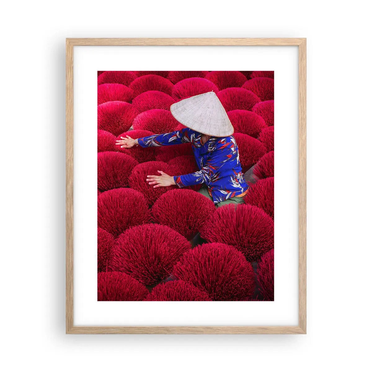 Pôster com moldura de carvalho claro - No campo de arroz - 40x50 cm