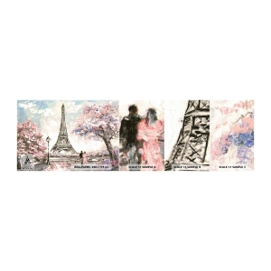 Amostra de papel de parede autocolante Deluxe Sticker - Caminhada de abril por Paris - Cidade, Torre Eiffel, Beco do Parque - 100x30 cm