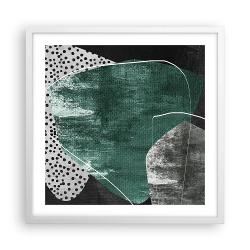 Pôster em moldura branca - Abstração colorida com folha de ouro - 50x50 cm