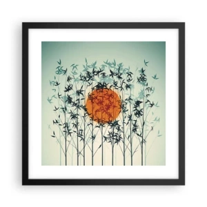 Pôster com moldura preta - Sol japonês - 40x40 cm