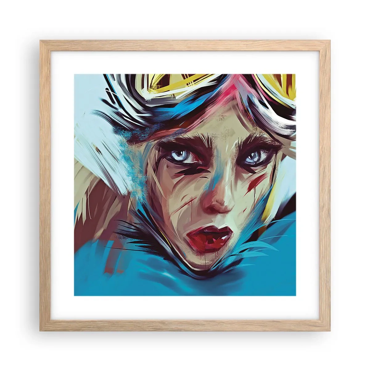 Pôster com moldura de carvalho claro - A guerreira das estradas - 40x40 cm