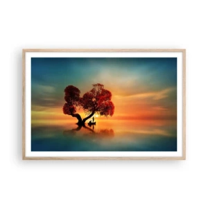 Pôster com moldura de carvalho claro - A distância e o silêncio do mundo - 91x61 cm