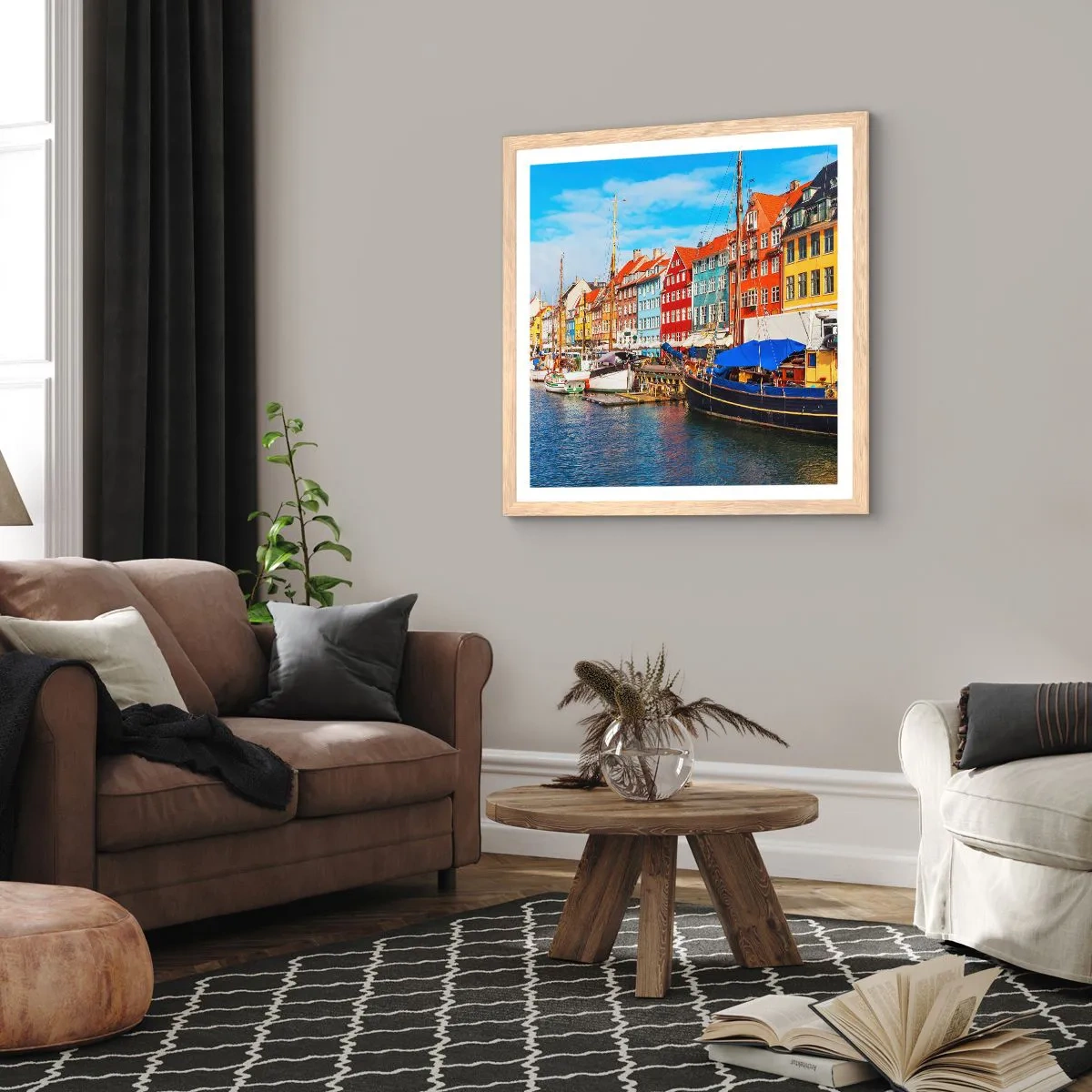 Pôster com moldura de carvalho claro - Orla alegre  - 30x30 cm