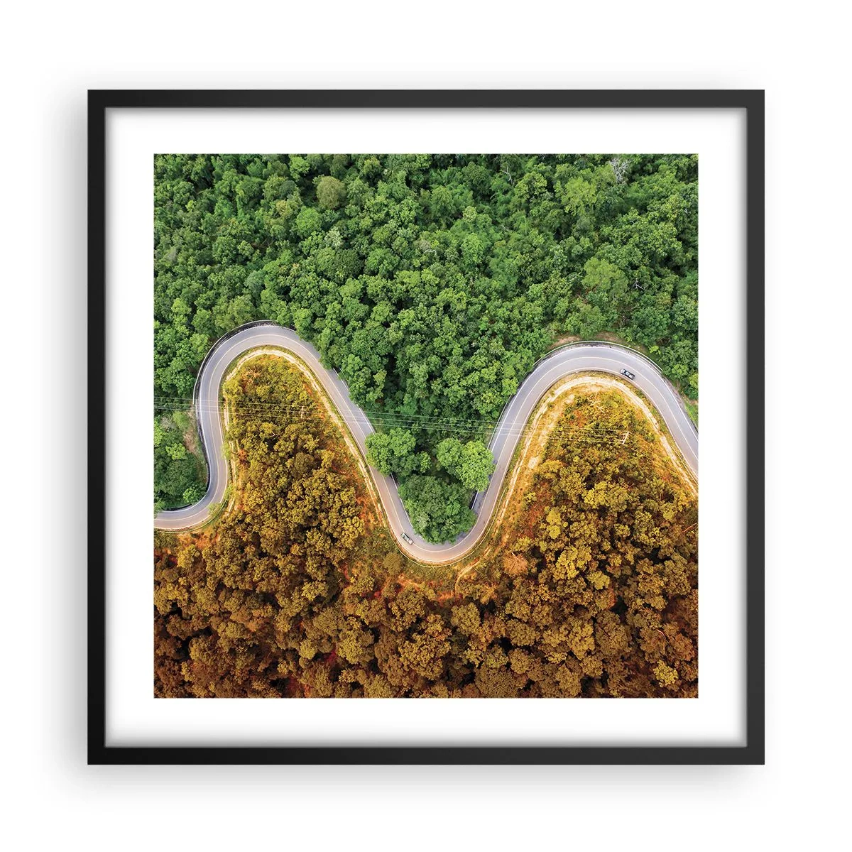 Pôster com moldura preta - Fronteiras e descobertas - 50x50 cm