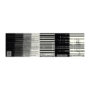 Amostra de Papel de Parede Standard Eco - Ondas e vibrações - Preto e branco, Códigos de barra, Linhas - 100x30 cm