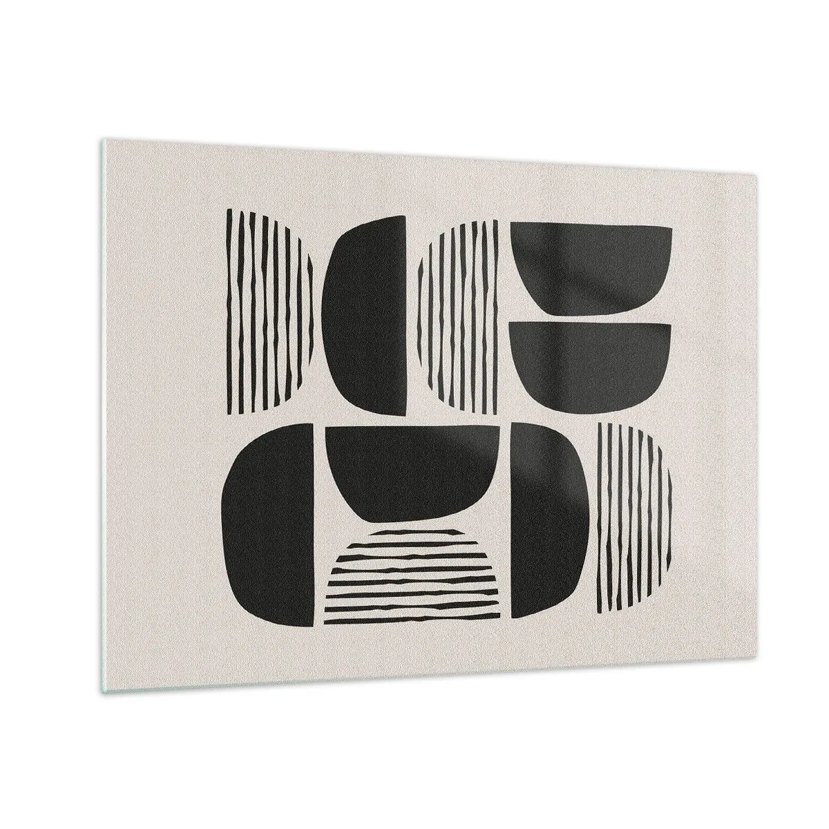 Quadro em vidro - Composição abstrata de formas geométricas com linhas - 70x50cm - Ofertas indiferentes - Decoração de parede moderna para a sala de estar e quarto ARTTOR