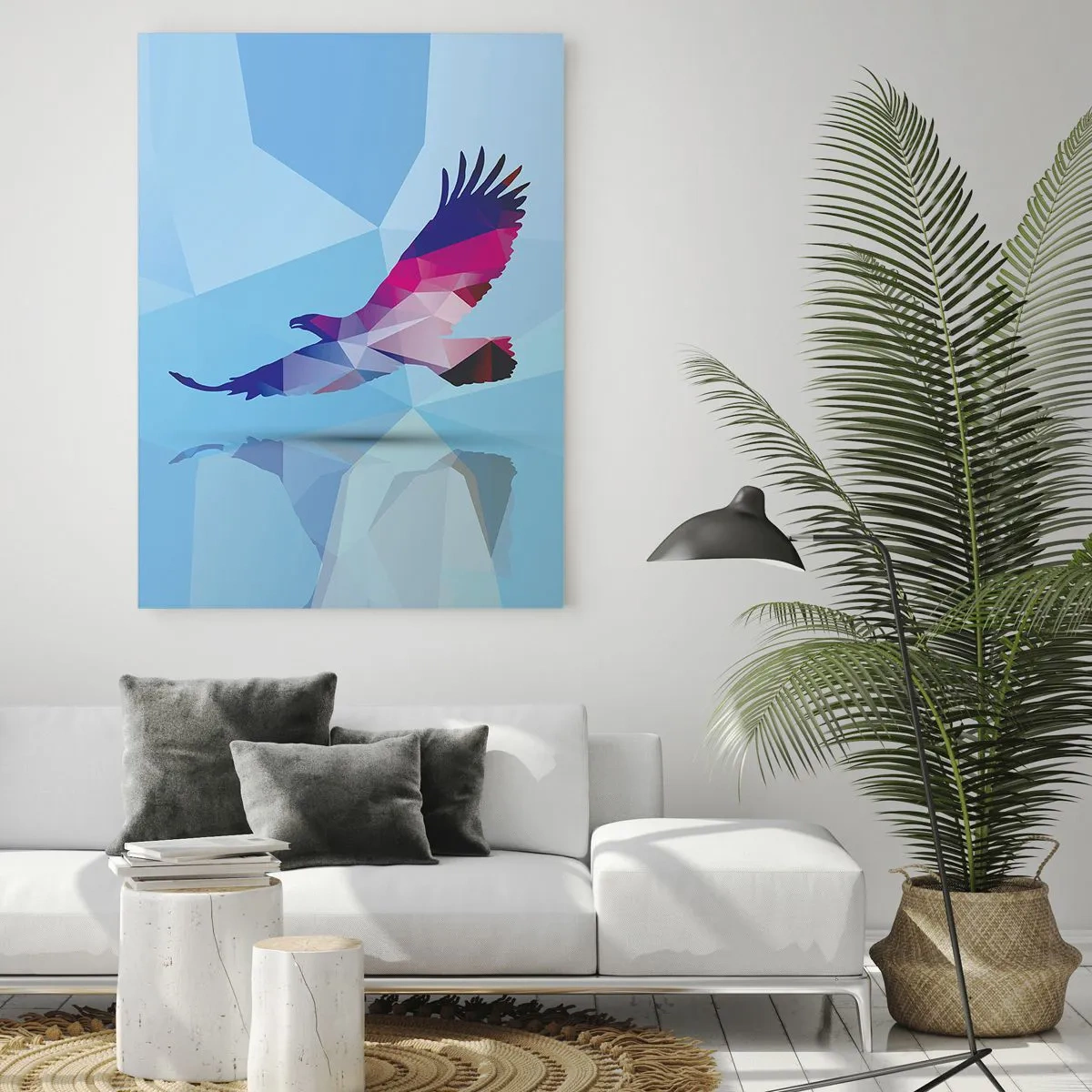 Quadro em vidro - Águia em cristal lilás - 50x70 cm
