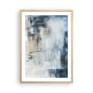Pôster com moldura de carvalho claro - Atrás da cortina azul - 50x70 cm