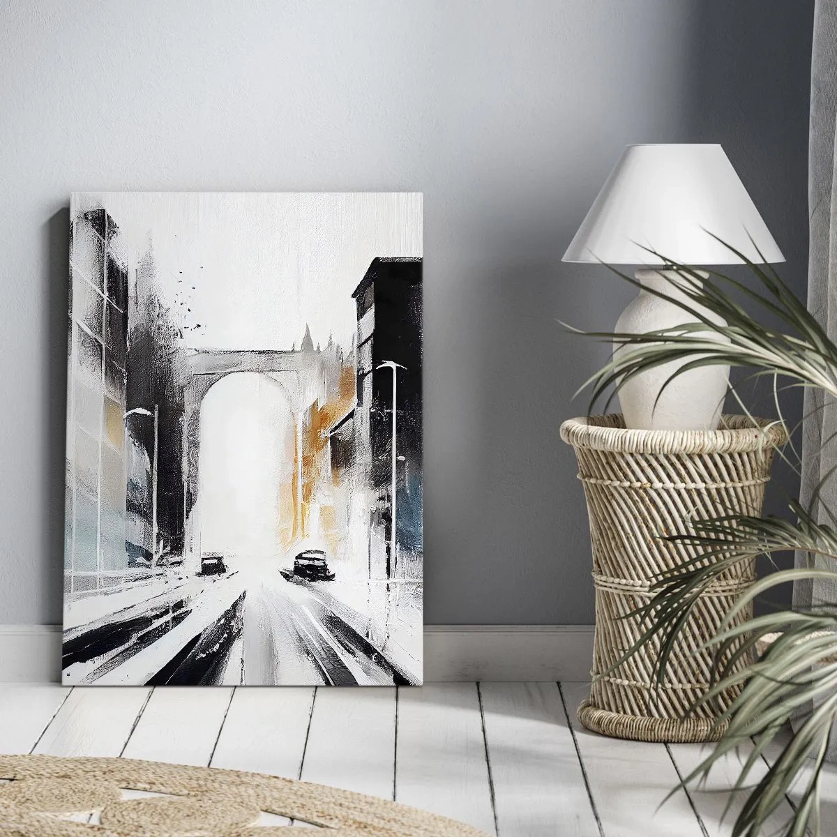 Quadro em tela - Estudo da cidade: arquitetura e movimento - 50x70 cm