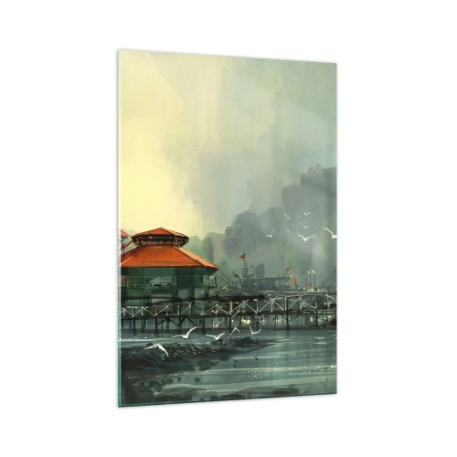 Quadro em vidro - Um dia ensolarado no porto - 70x100 cm