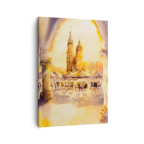Quadro em tela - Pôr do sol na praça do mercado de Cracóvia - 50x70 cm