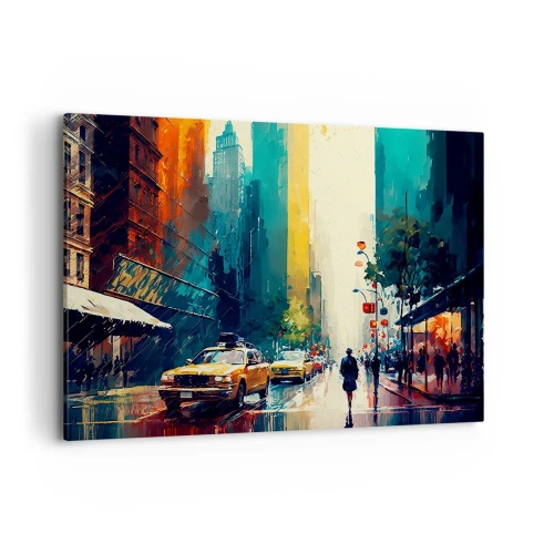 Quadro em tela - Nova York – até a chuva é colorida aqui - 120x80 cm