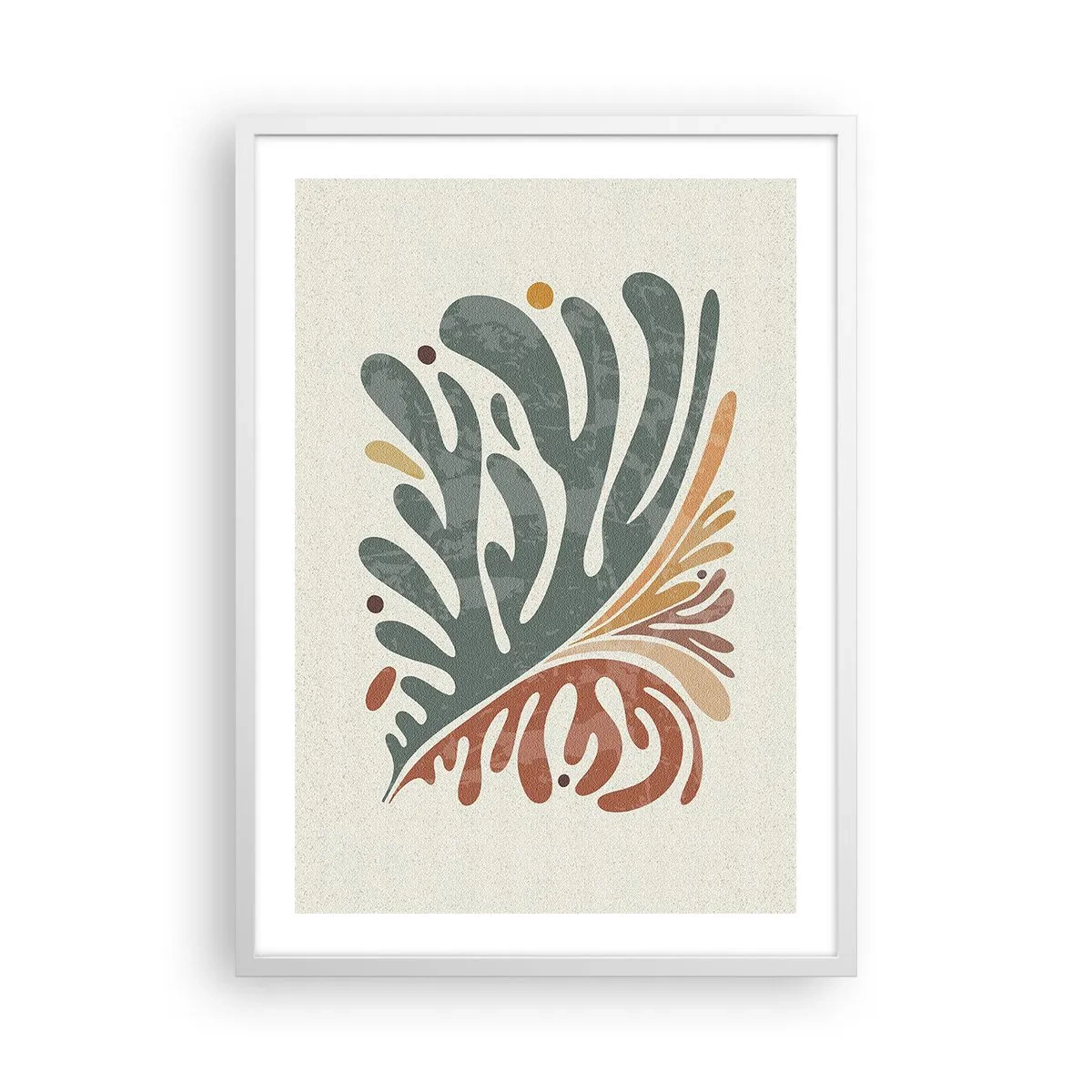 Pôster em moldura branca - Folha multicolorida - 50x70 cm