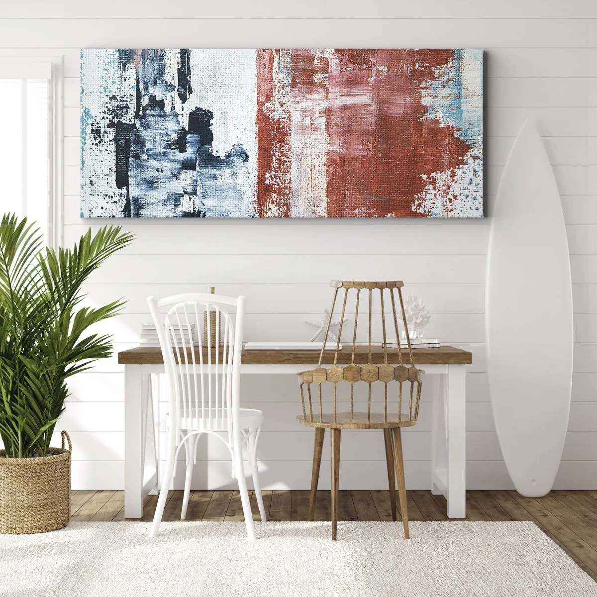 Quadro em tela - Meio a meio abstrato - 160x50 cm