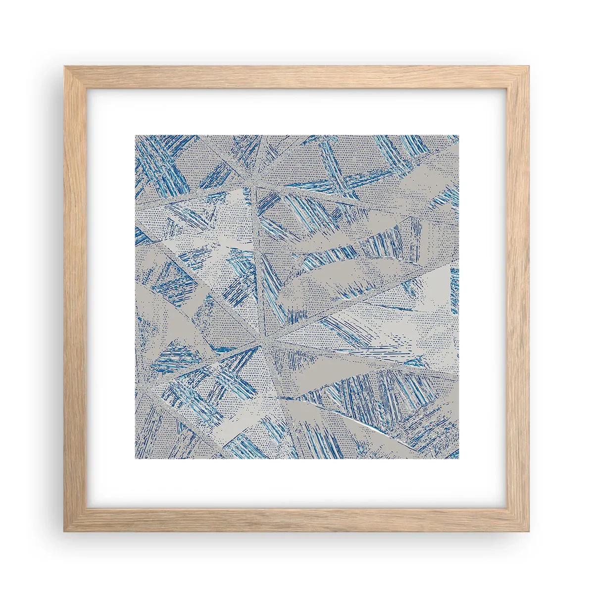 Pôster com moldura de carvalho claro - Em um labirinto azul e cinza - 30x30 cm