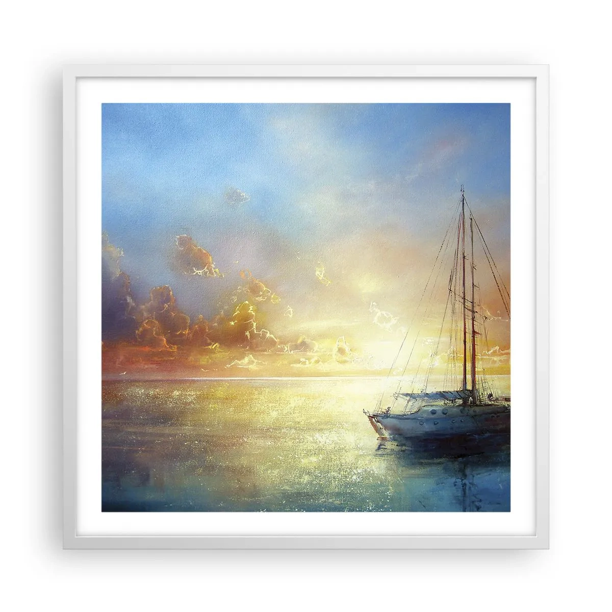 Pôster em moldura branca - Na baía dourada - 60x60 cm