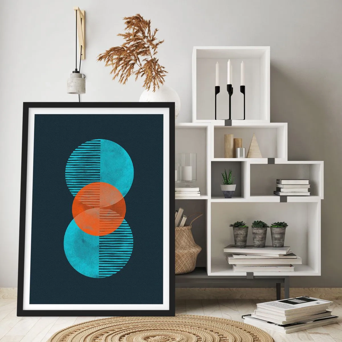 Pôster com moldura preta - Obras de arte simétricas - 70x100 cm