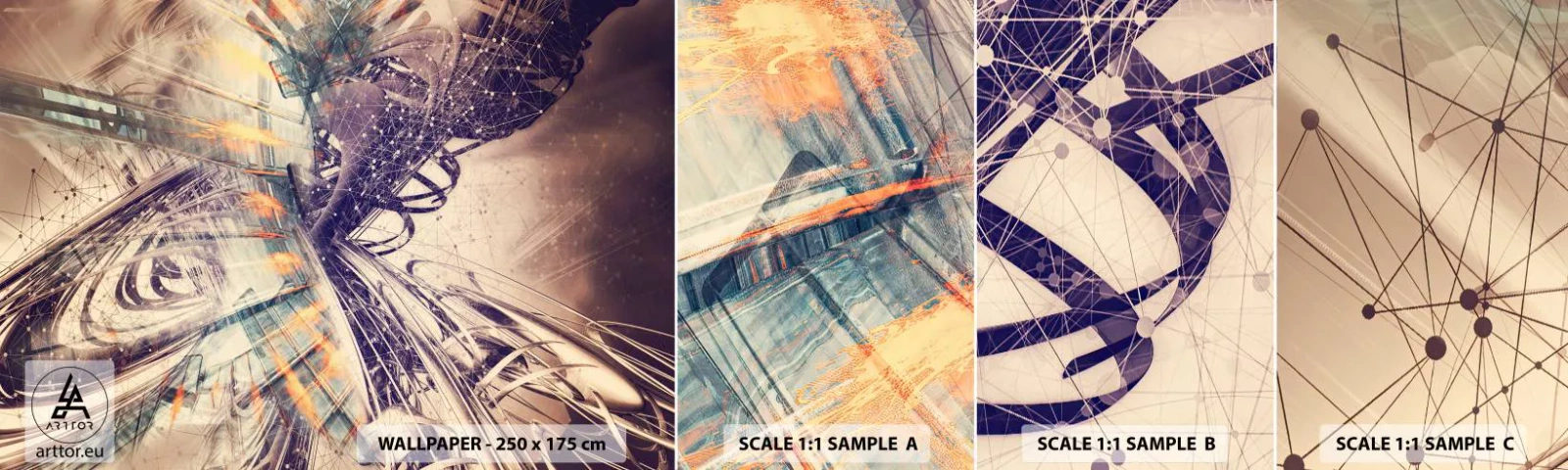 Amostra de papel de parede autocolante Deluxe Sticker - Com muita pressa - Abstração, Pedaço, Gráficos - 100x30 cm