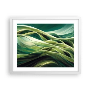 Pôster em moldura branca - Jogo verde abstrato - 50x40 cm