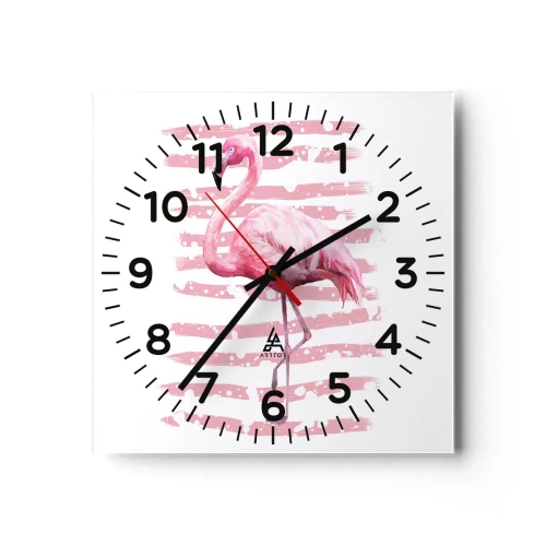 Relógio de parede - Relógio em vidro - Com dignidade, embora de rosa - 30x30 cm