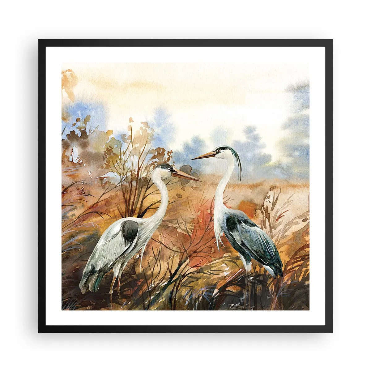 Pôster com moldura preta - Para onde ir no outono? - 60x60 cm