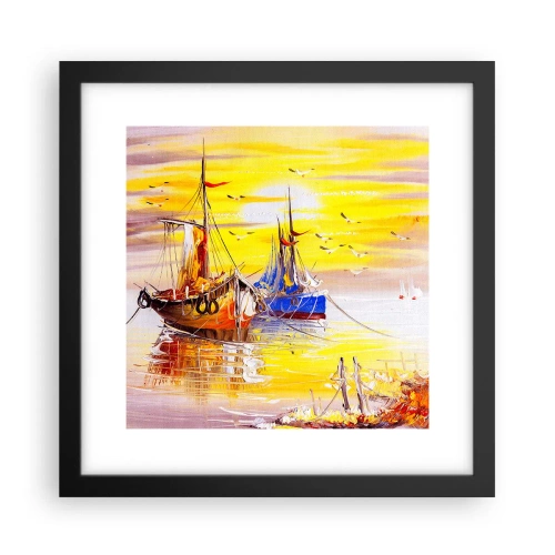 Pôster com moldura preta - Um merecido descanso no porto - 30x30 cm