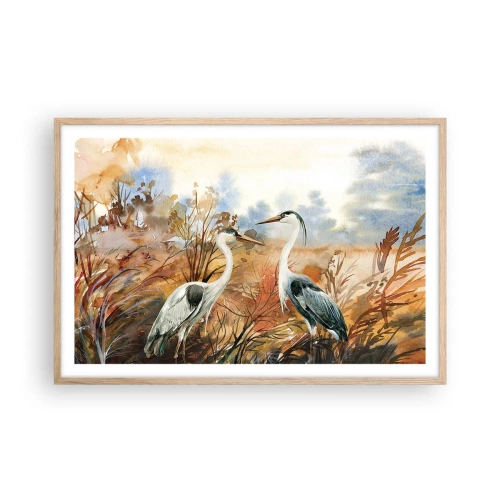 Pôster com moldura de carvalho claro - Para onde ir no outono? - 91x61 cm