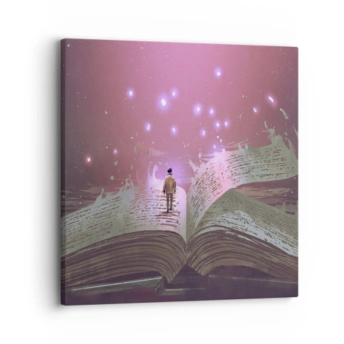 Quadro em tela - Um convite para outro mundo - leia! - 30x30 cm