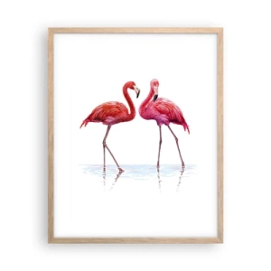 Pôster com moldura de carvalho claro - Rosa randez-vous - 40x50 cm