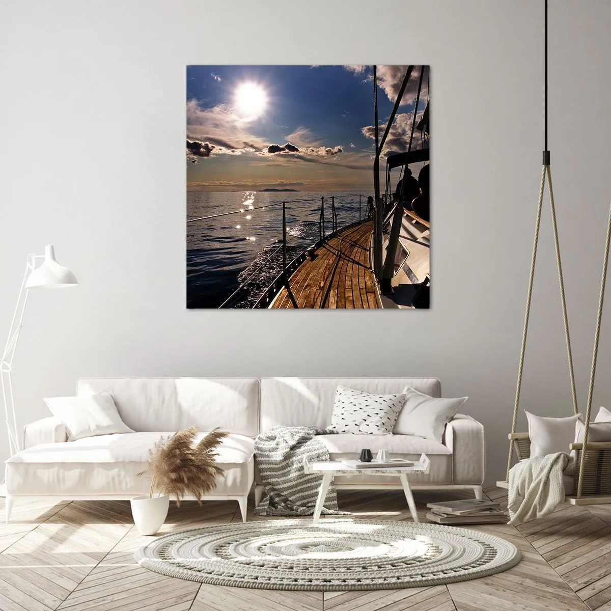 Quadro em tela - Sob velas em direção ao sol - 40x40 cm