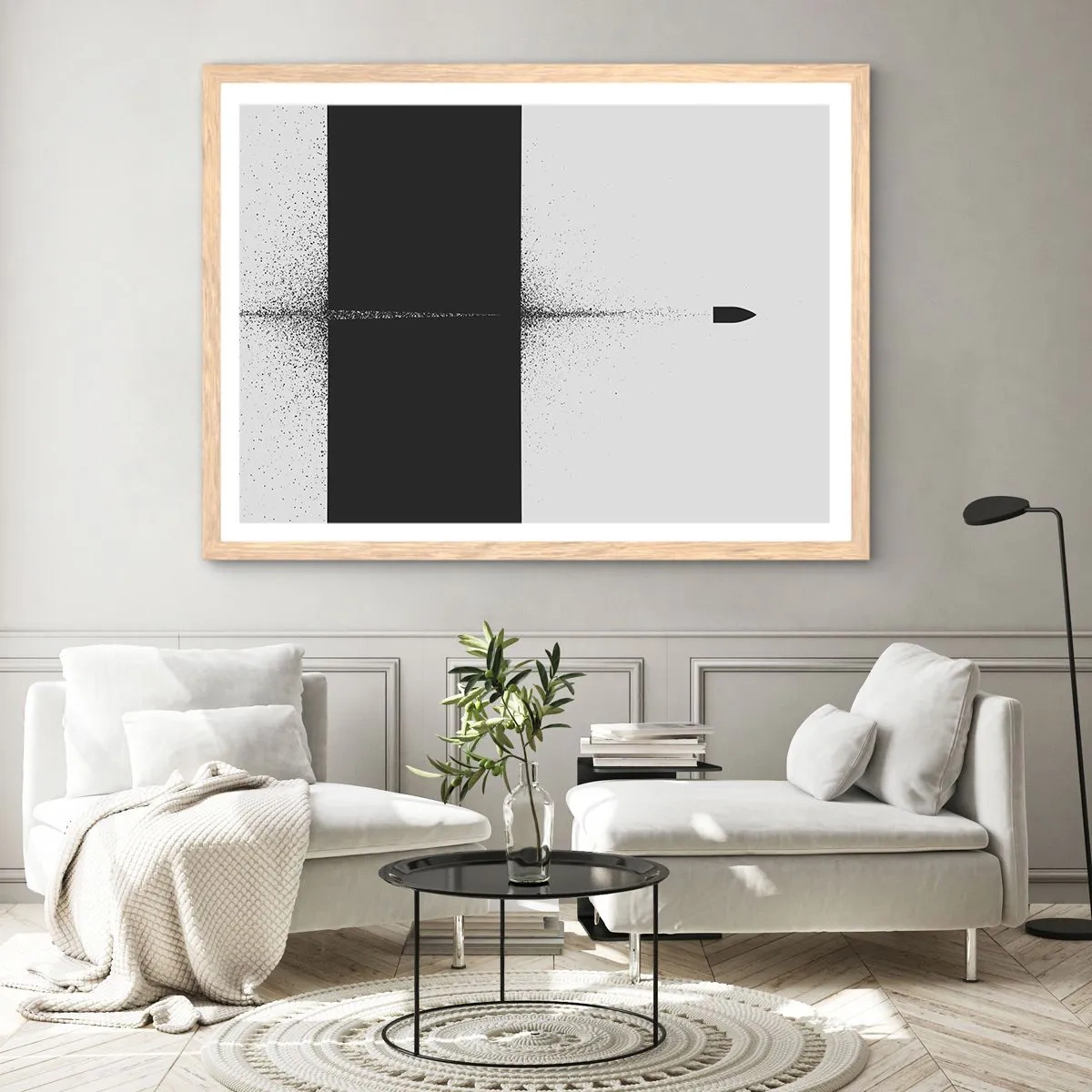 Pôster com moldura de carvalho claro - Direto para o destino - 100x70 cm