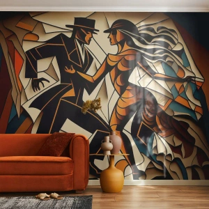 Papel de Parede Premium Sand - Dança de paixão e paixão - Cubismo, Dança, Casal - 400x280 cm