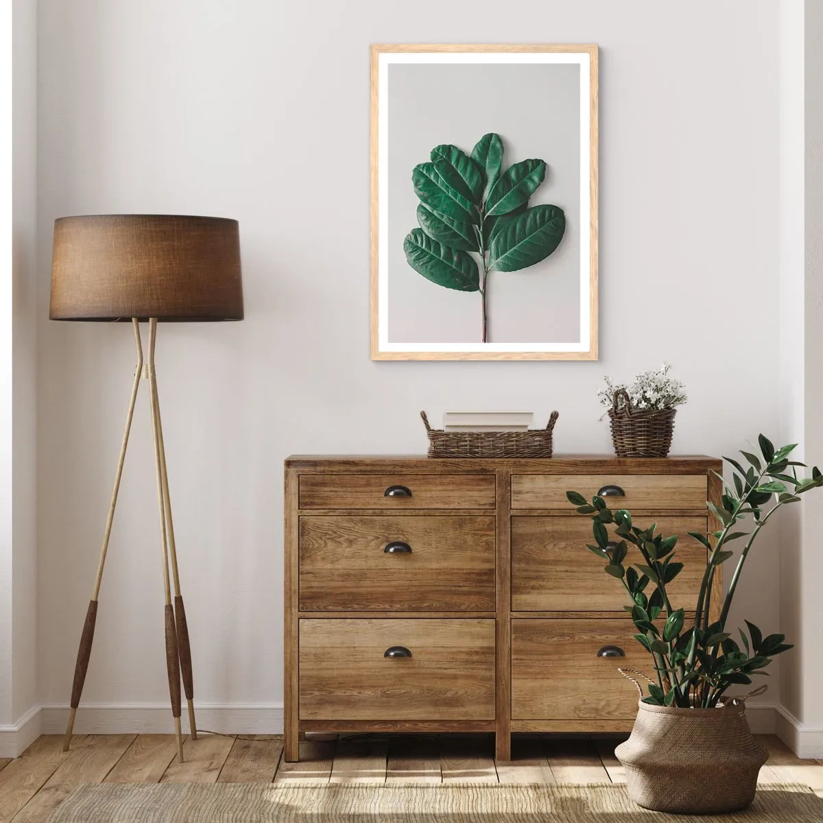 Pôster com moldura de carvalho claro - Desenho da própria natureza - 50x70 cm