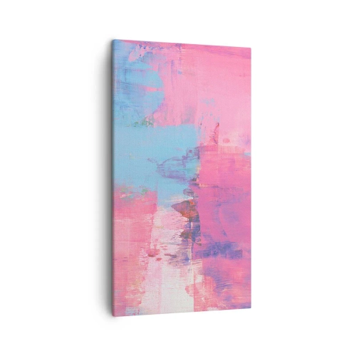 Quadro em tela - Rosa, azul e uma pitada de luz - 45x80 cm