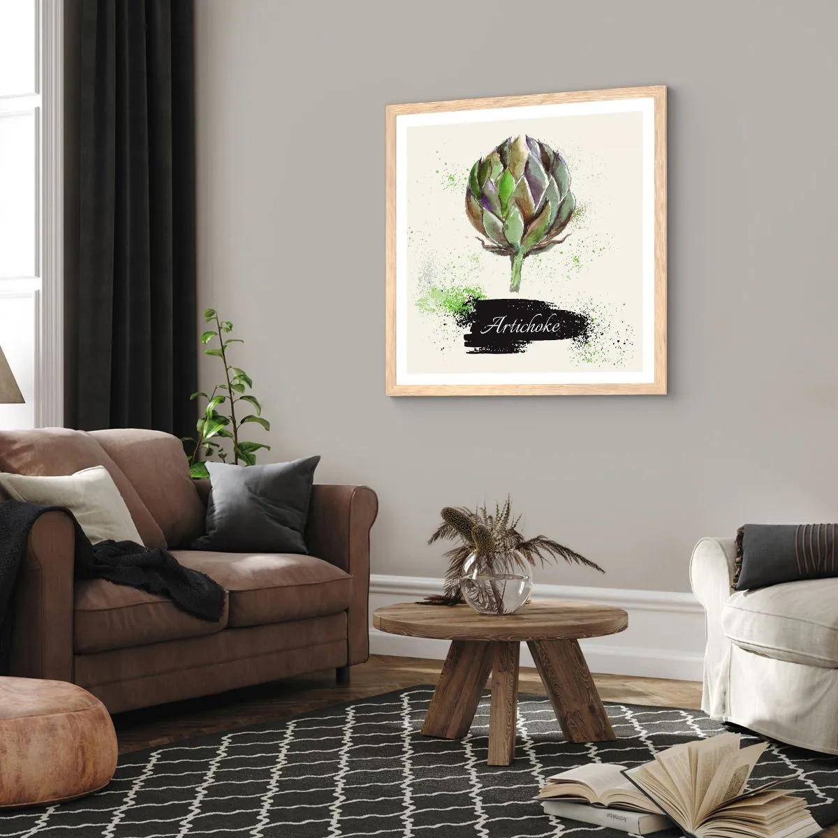 Pôster com moldura de carvalho claro - Viva os vegetais! - 60x60 cm