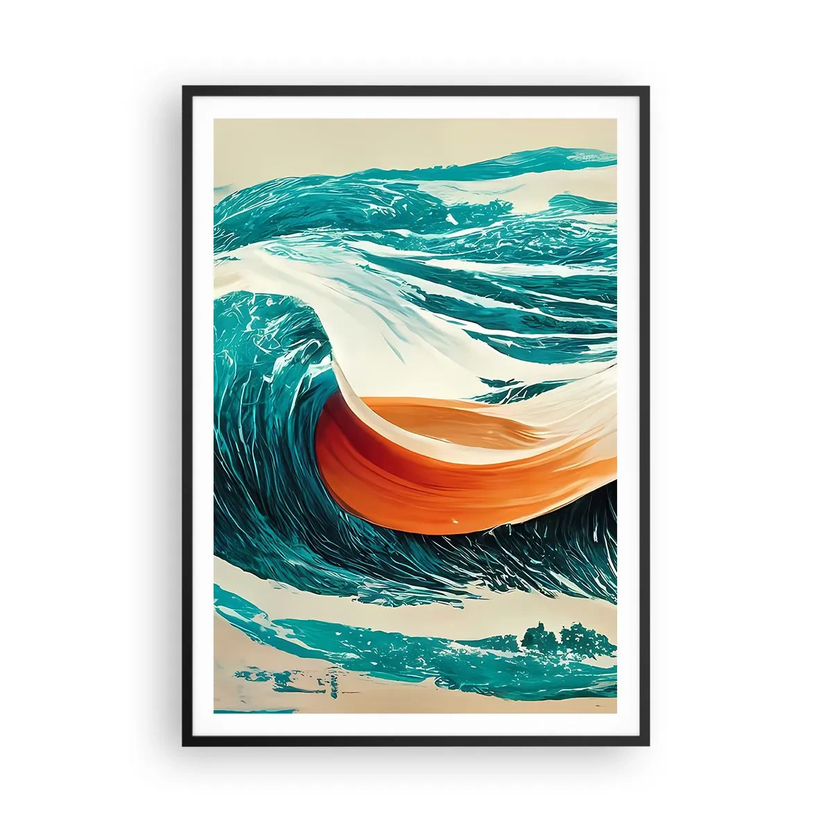 Pôster com moldura preta - O sonho de um surfista - 70x100 cm