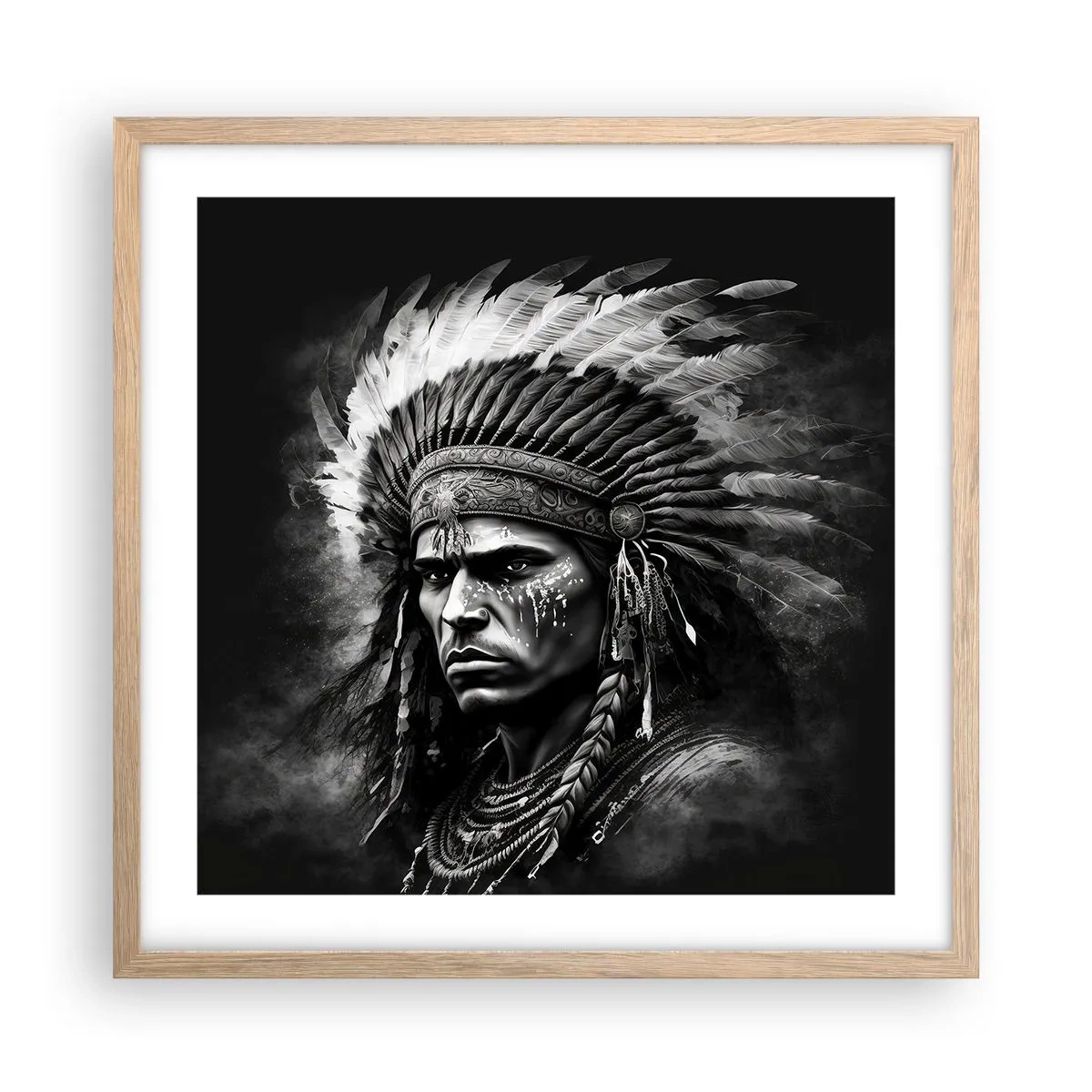 Pôster com moldura de carvalho claro - Um líder e um guerreiro - 50x50 cm