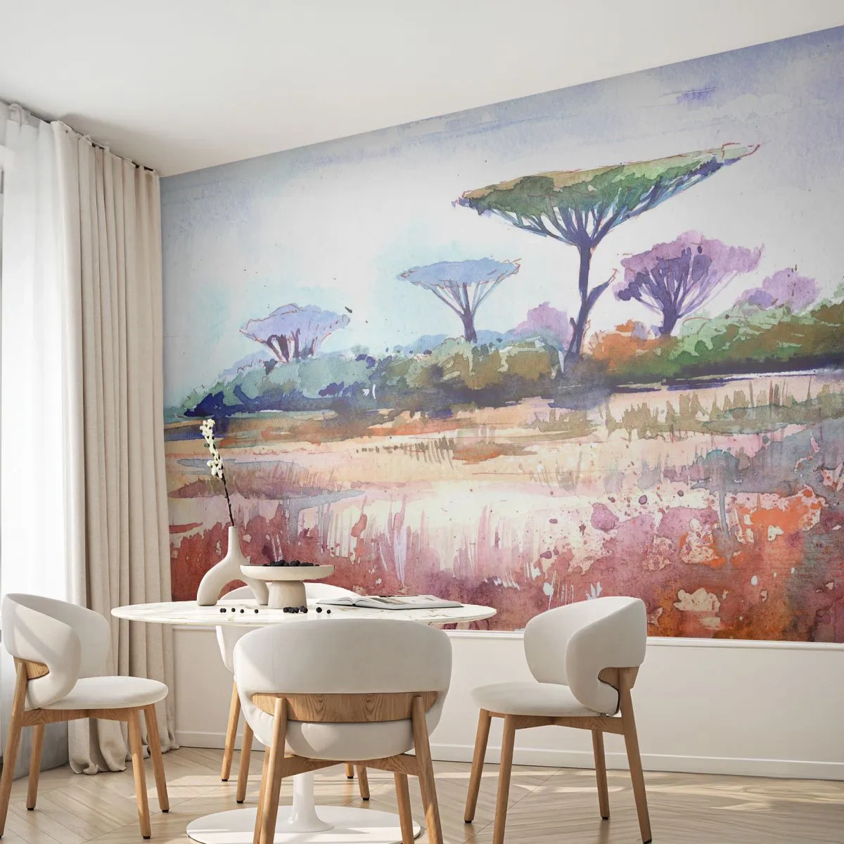 Papel de Parede Autocolante Deluxe Sticker - Cores da savana - Paisagem, Savana, África - 200x140 cm