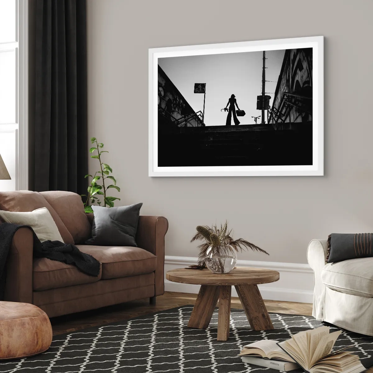 Pôster em moldura branca - Caminhadas urbanas - 70x50 cm