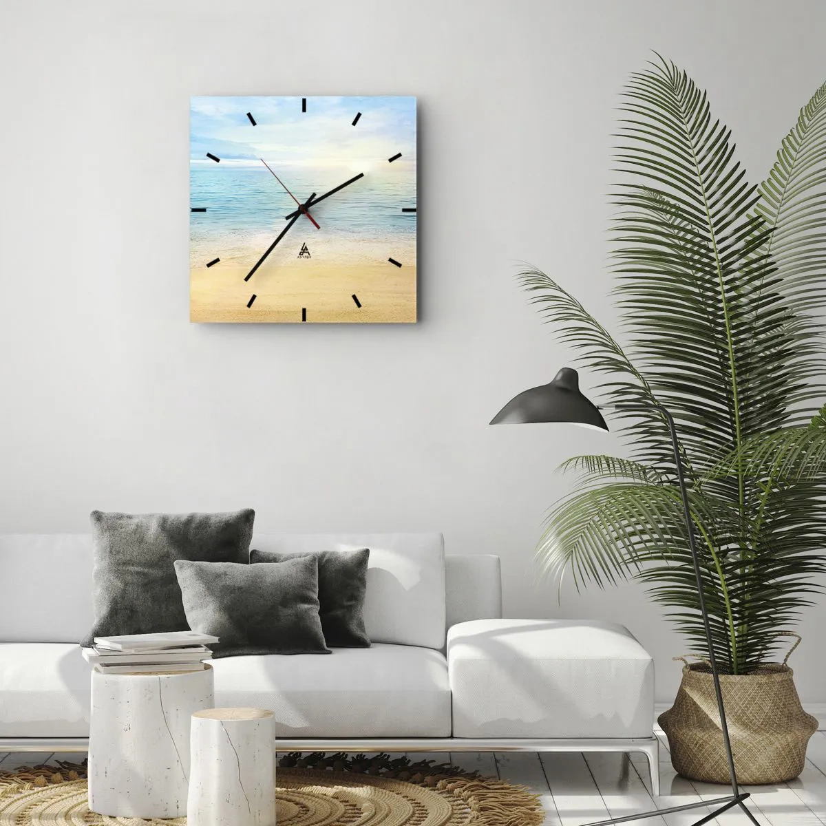 Relógio de parede - Relógio em vidro - Grande azul - 30x30 cm