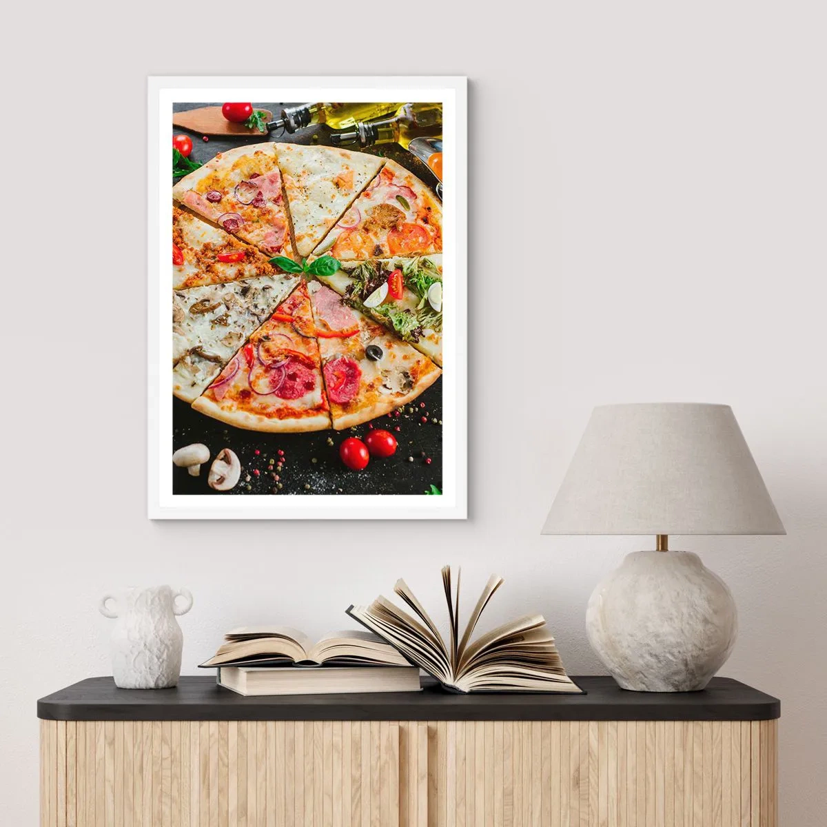 Pôster em moldura branca - Gama de sabores - 61x91 cm