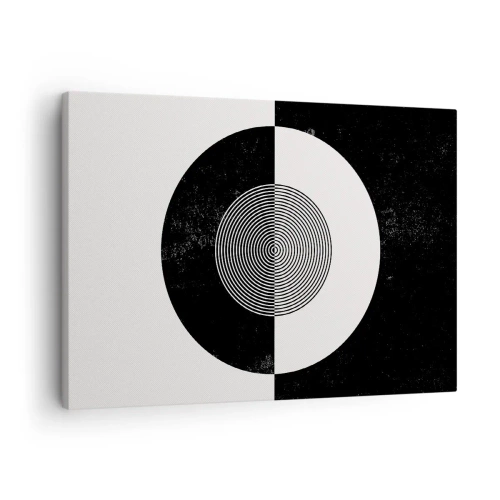 Quadro em tela - Padrão gráfico em contraste preto e branco - 70x50cm - Harmonia a preto e branco - Decoração de parede moderna para a sala de estar e quarto ARTTOR