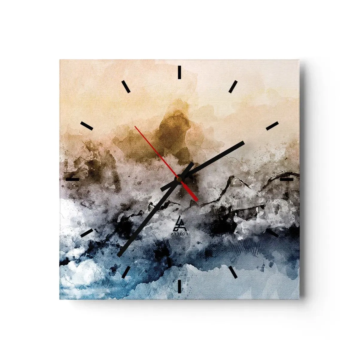 Relógio de parede - Relógio em vidro - Imersos no tumulto do nevoeiro - 40x40 cm