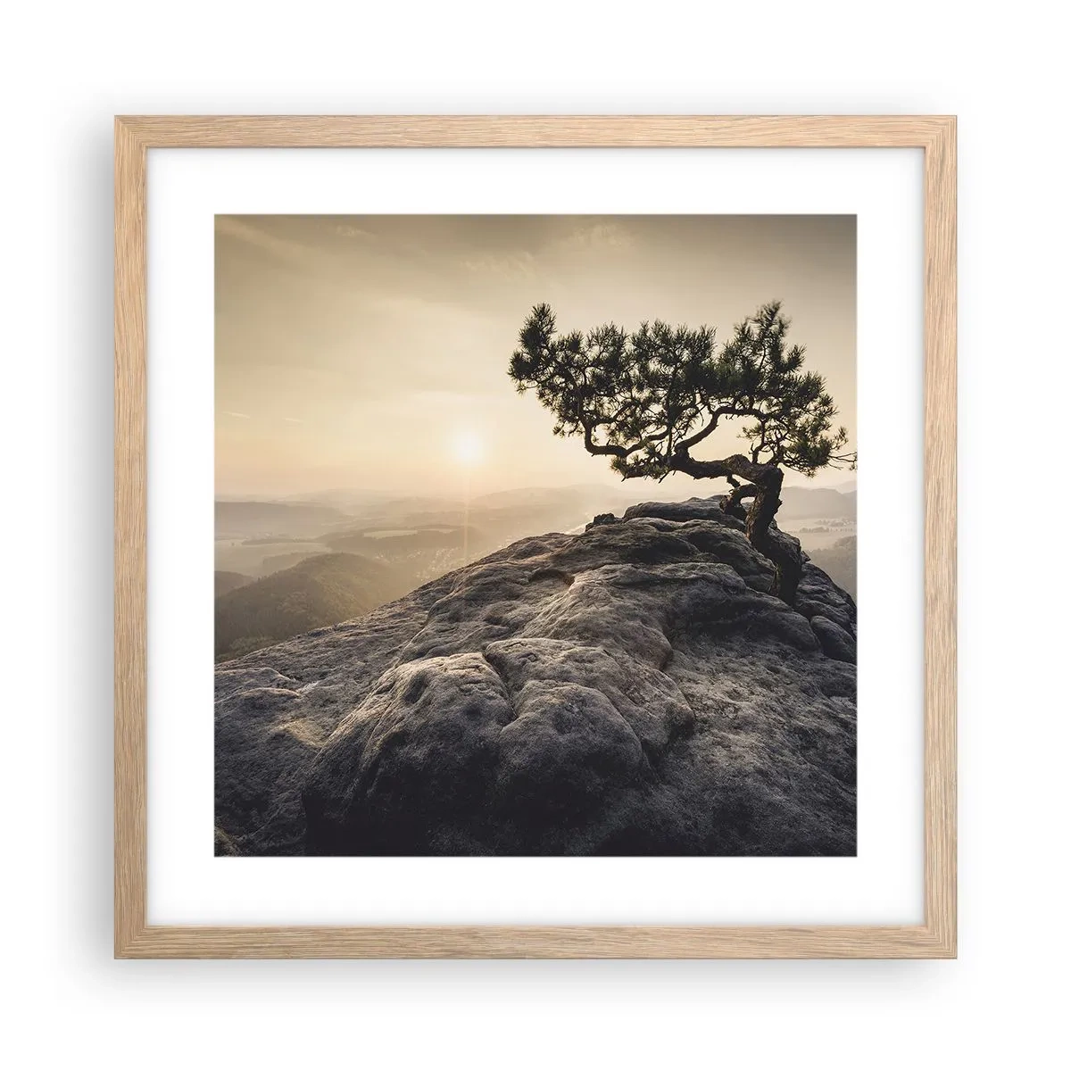 Pôster com moldura de carvalho claro - A vida ganha sempre - 40x40 cm