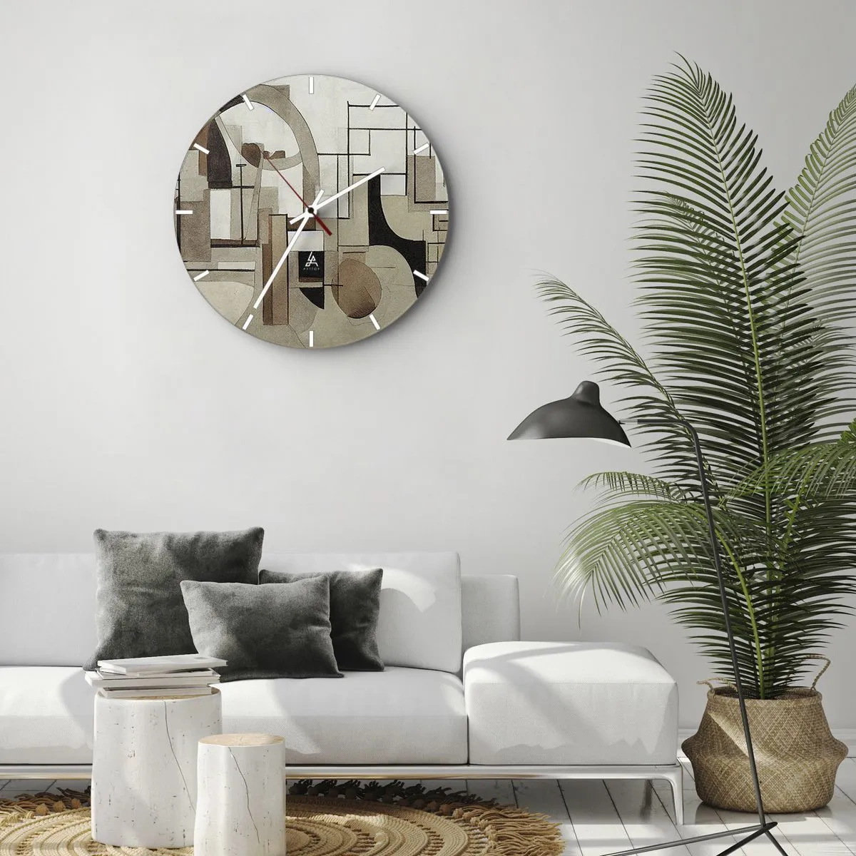 Relógio de parede - Relógio em vidro - Um arranjo abstrato de formas que lembram a arquitetura - 30x30cm - Paisagem urbana 2.0 - Decoração de parede moderna para a sala de estar, cozinha e quarto ARTTOR