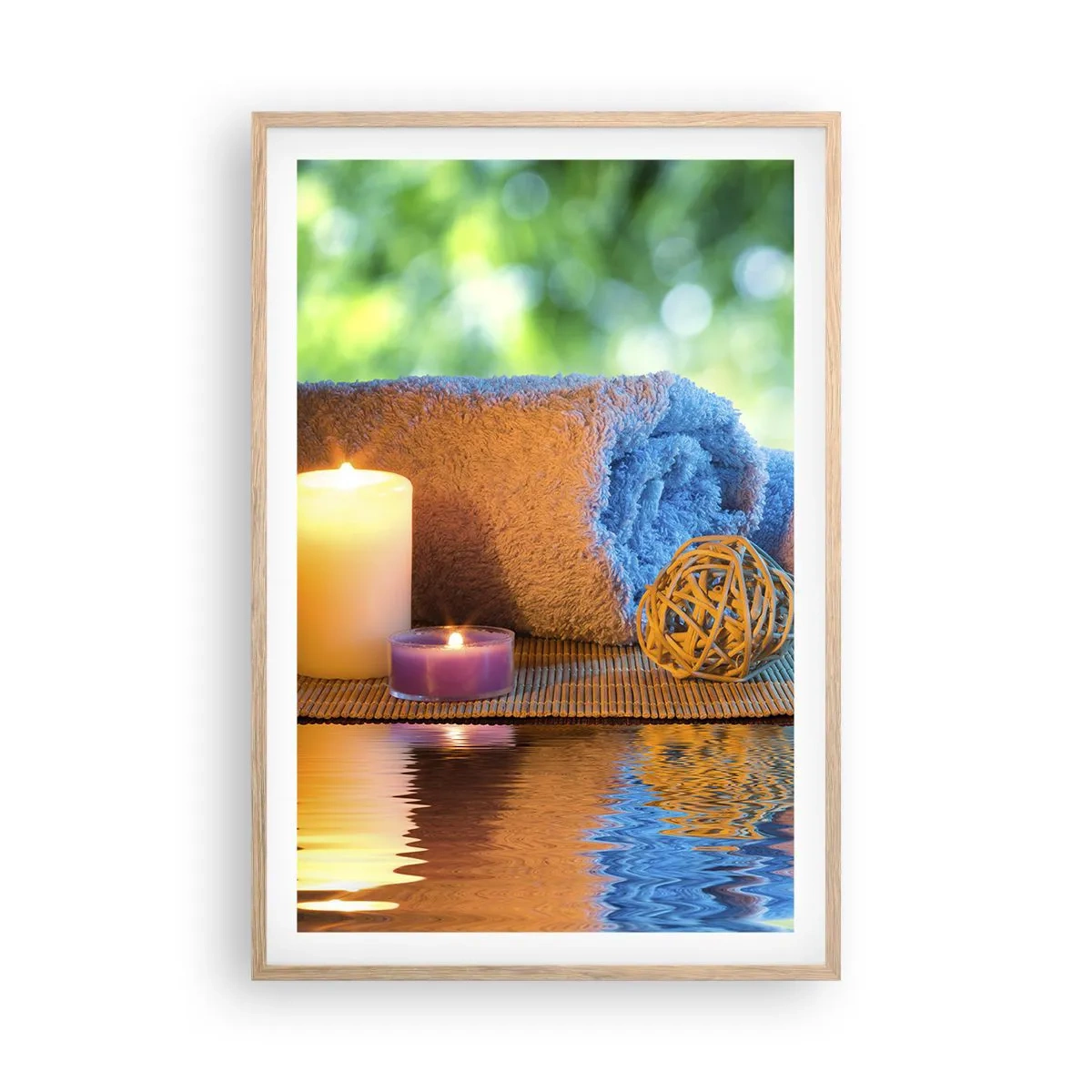 Pôster com moldura de carvalho claro - Tempo para o corpo - 61x91 cm